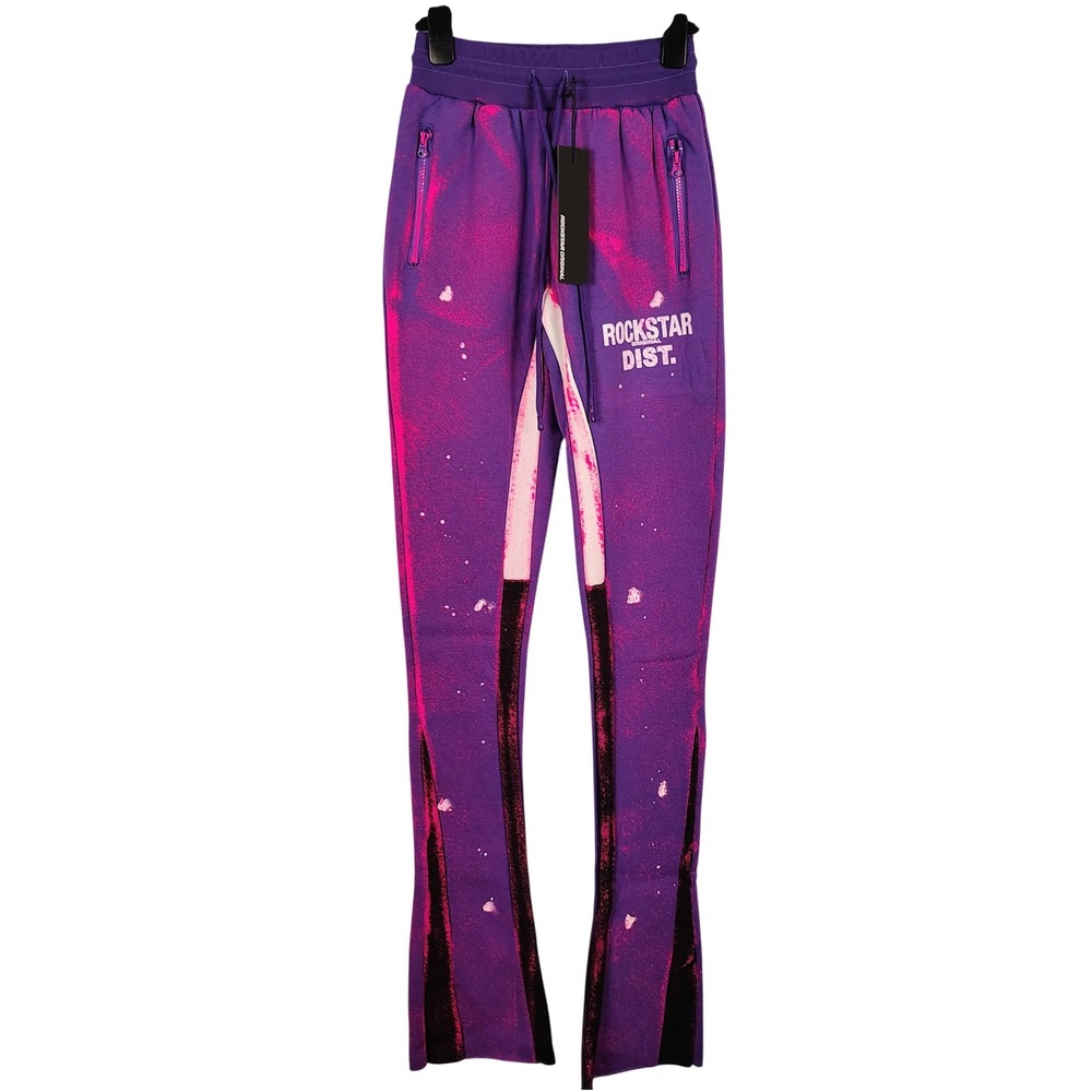 NWT Rockstar Original Womens S Tanisha Stacked Flare Pant Purple Pink Cybercore